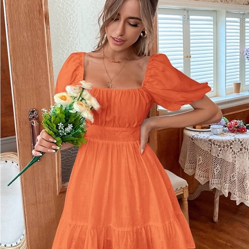 Elegant Orange Women's Dress